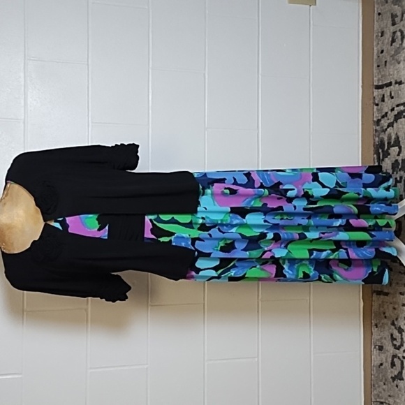 2 PC Perceptions NY Slinky Slip Over Tank Dress & Bolero Jacket  Rose Detail - Picture 1 of 12